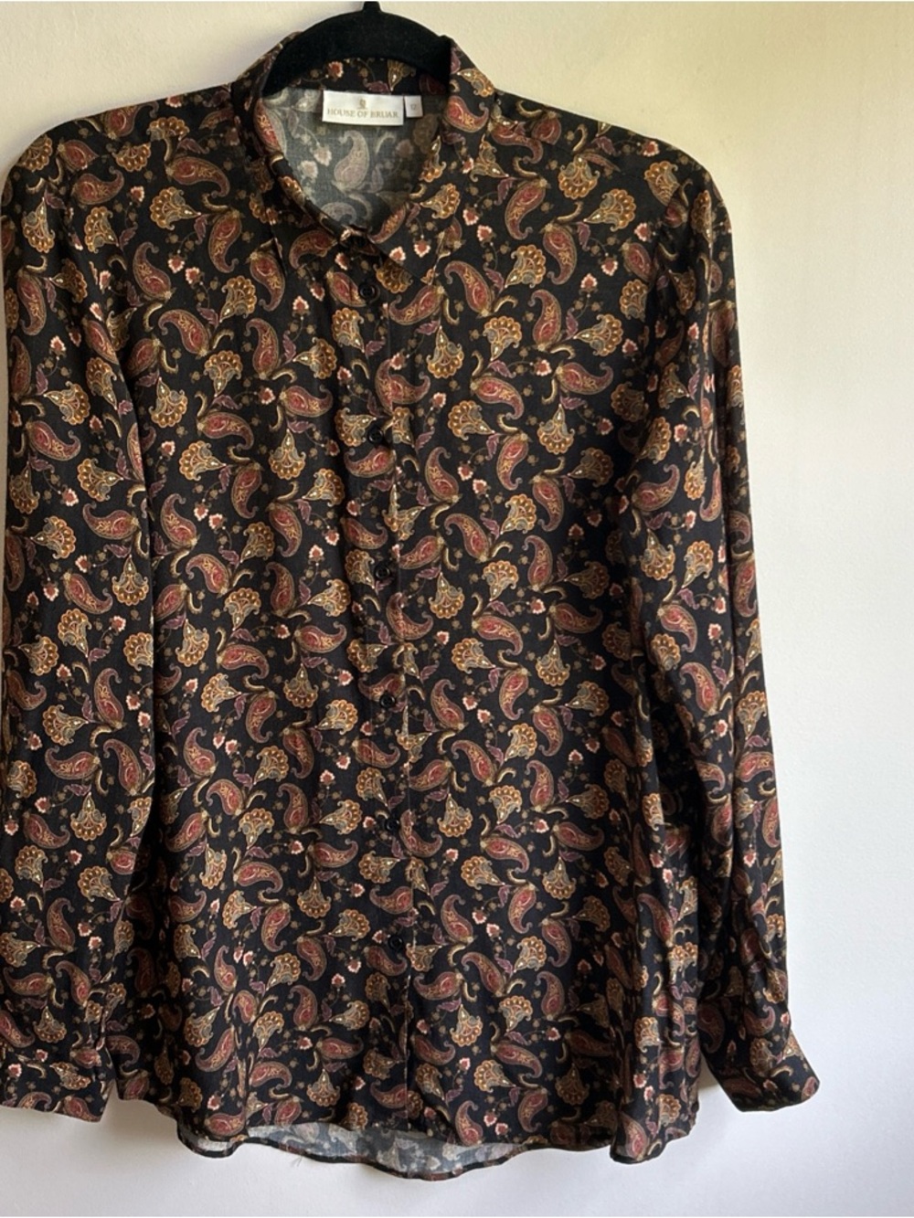Black Paisley Button-Up Blouse
